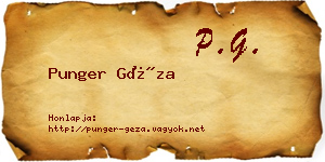 Punger Géza névjegykártya